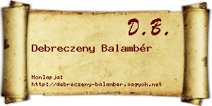 Debreczeny Balambér névjegykártya