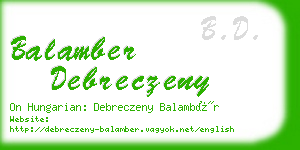 balamber debreczeny business card